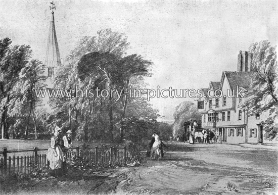 Arrival of Charles Dickens at The Kings Head, Chigwell, Essex. c.1840